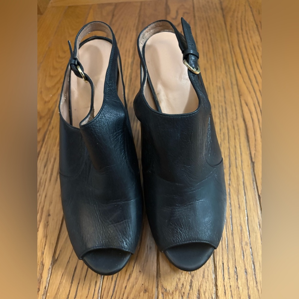 Naturalizer Black Peep-Toe Heels